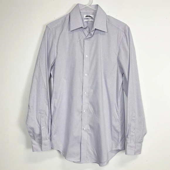 NEW Calvin Klein Shirt Mens Small Purple Plaid Steel + Long Sleeve Button Up - Picture 1 of 9